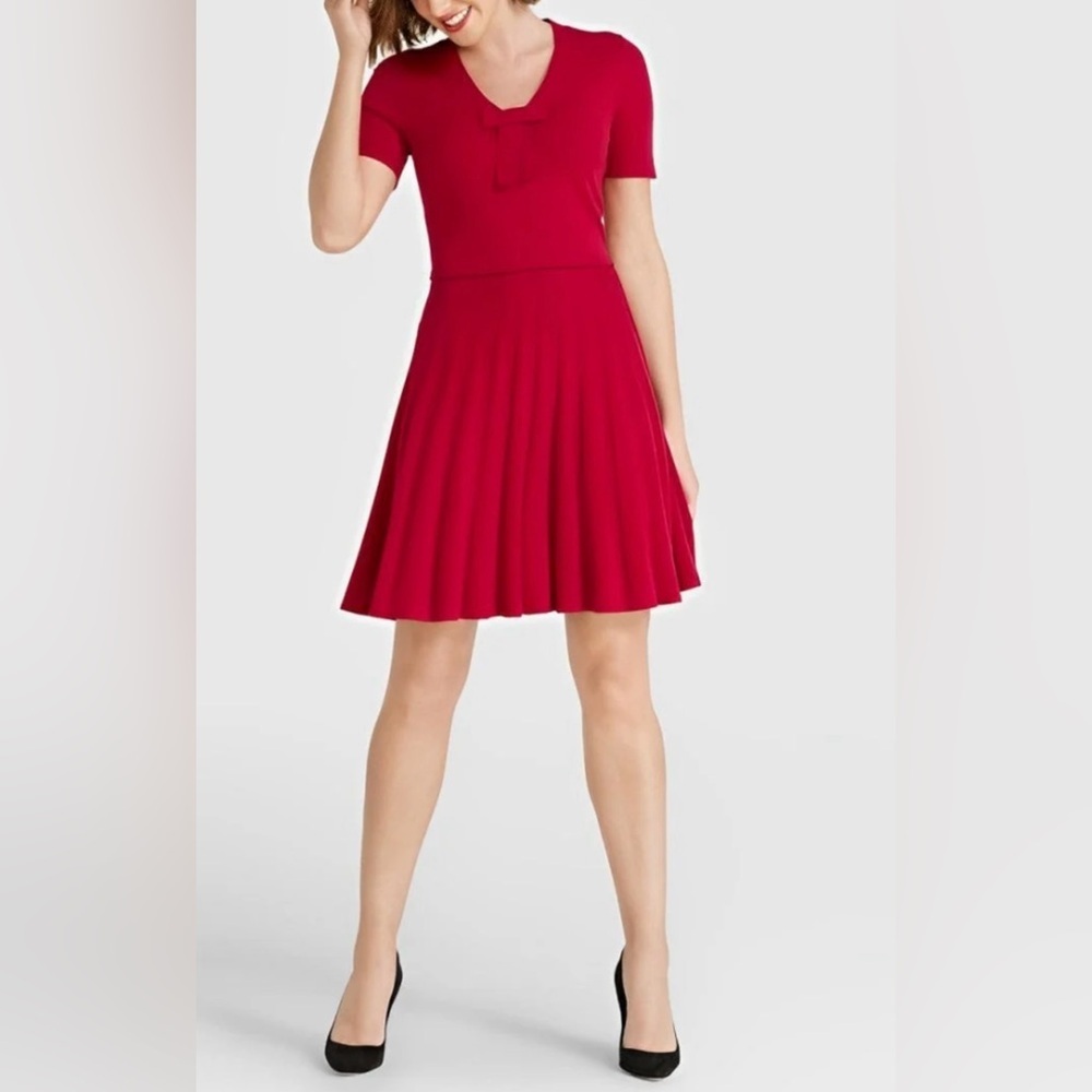 Draper James Bow Knit Dress,Small,Red,Preppy Sailor 40’s Inspired Academia